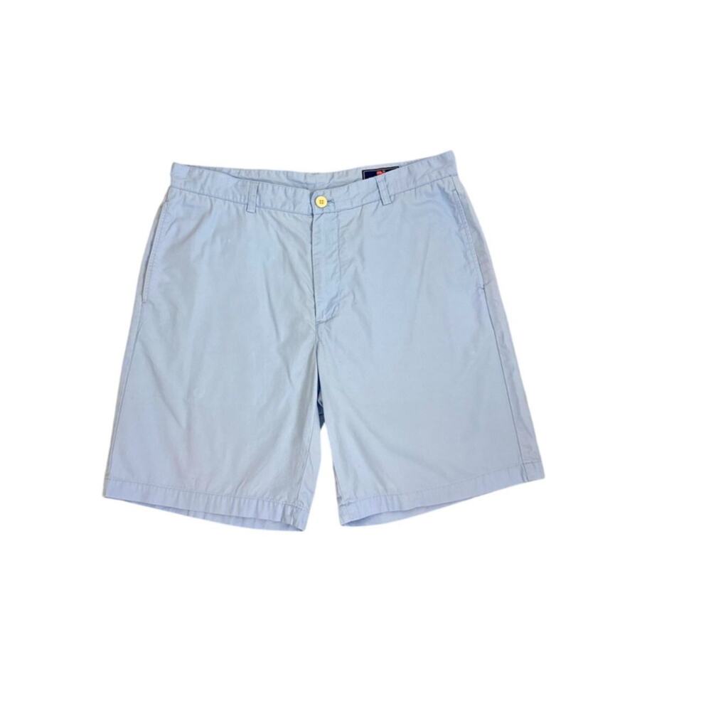 Vineyard Vines Light Blue Casual Flat Front Chino Club Shorts Size Men's 35